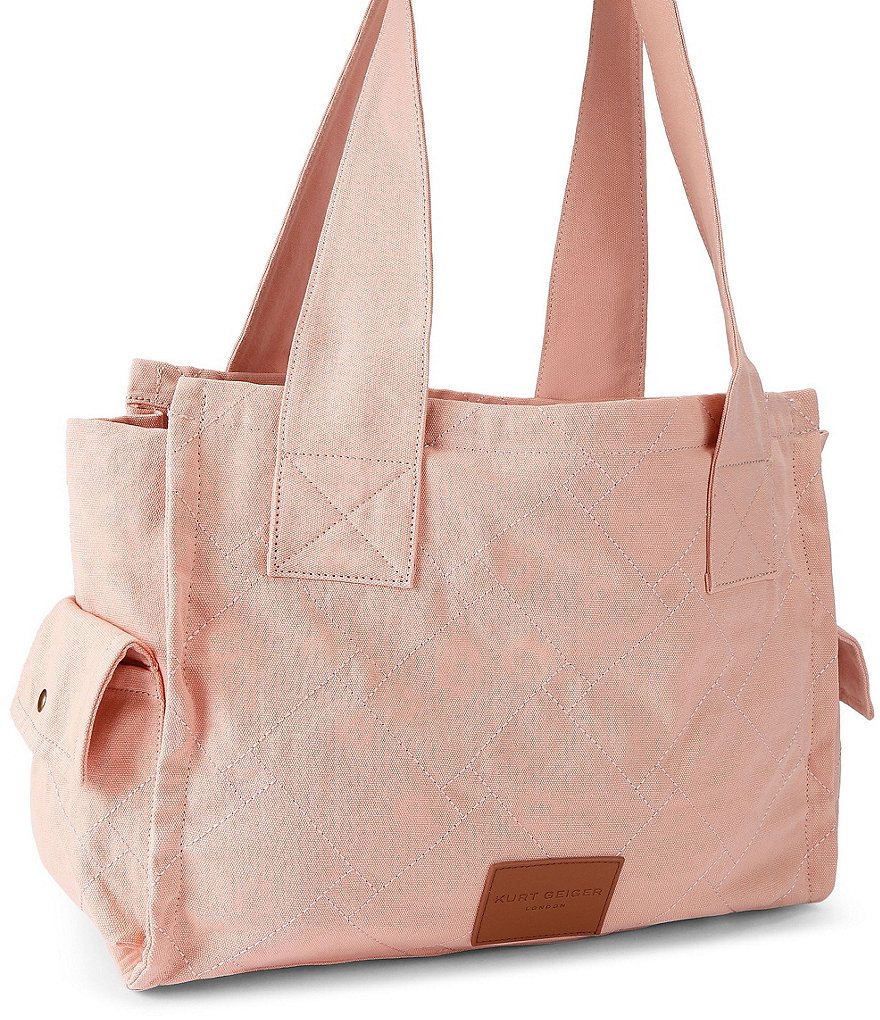 Kurt Geiger London Celia Canvas Tote Shoulder Bag - Light Pink - view 8