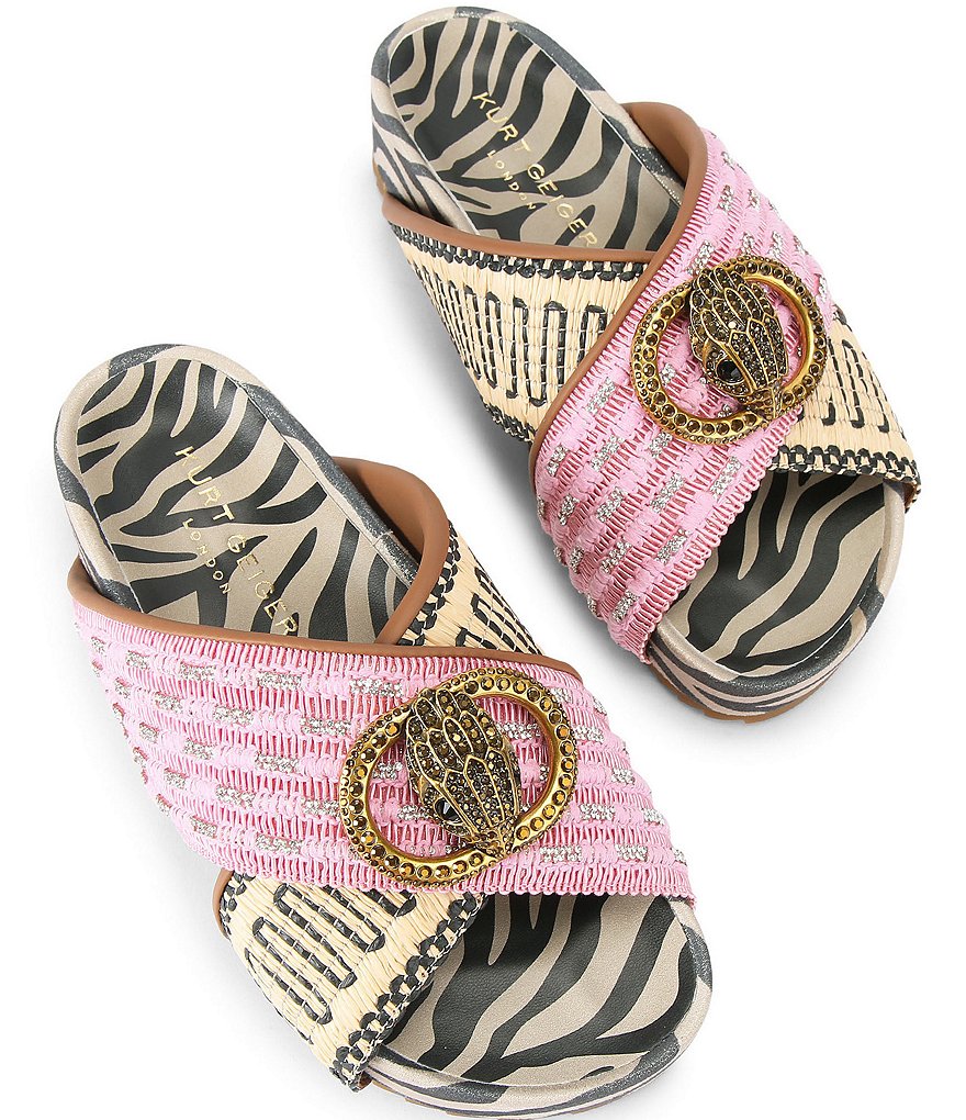 Kurt Geiger London Chelsea Mixed Media Cross Strap Platform Slide Sandals - Pink - view 2
