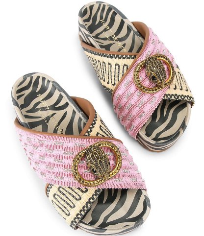 Kurt Geiger London Chelsea Mixed Media Cross Strap Platform Slide Sandals - Pink - view 2
