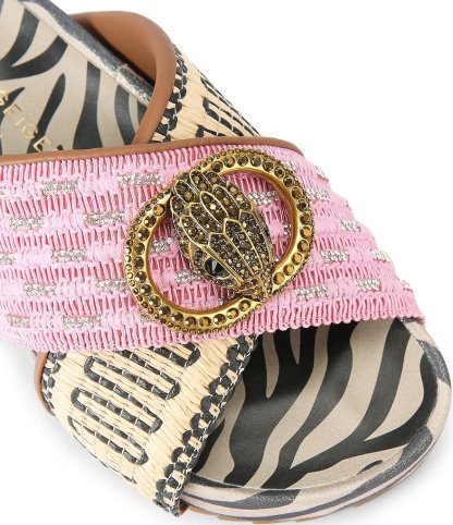 Kurt Geiger London Chelsea Mixed Media Cross Strap Platform Slide Sandals - Pink - view 3