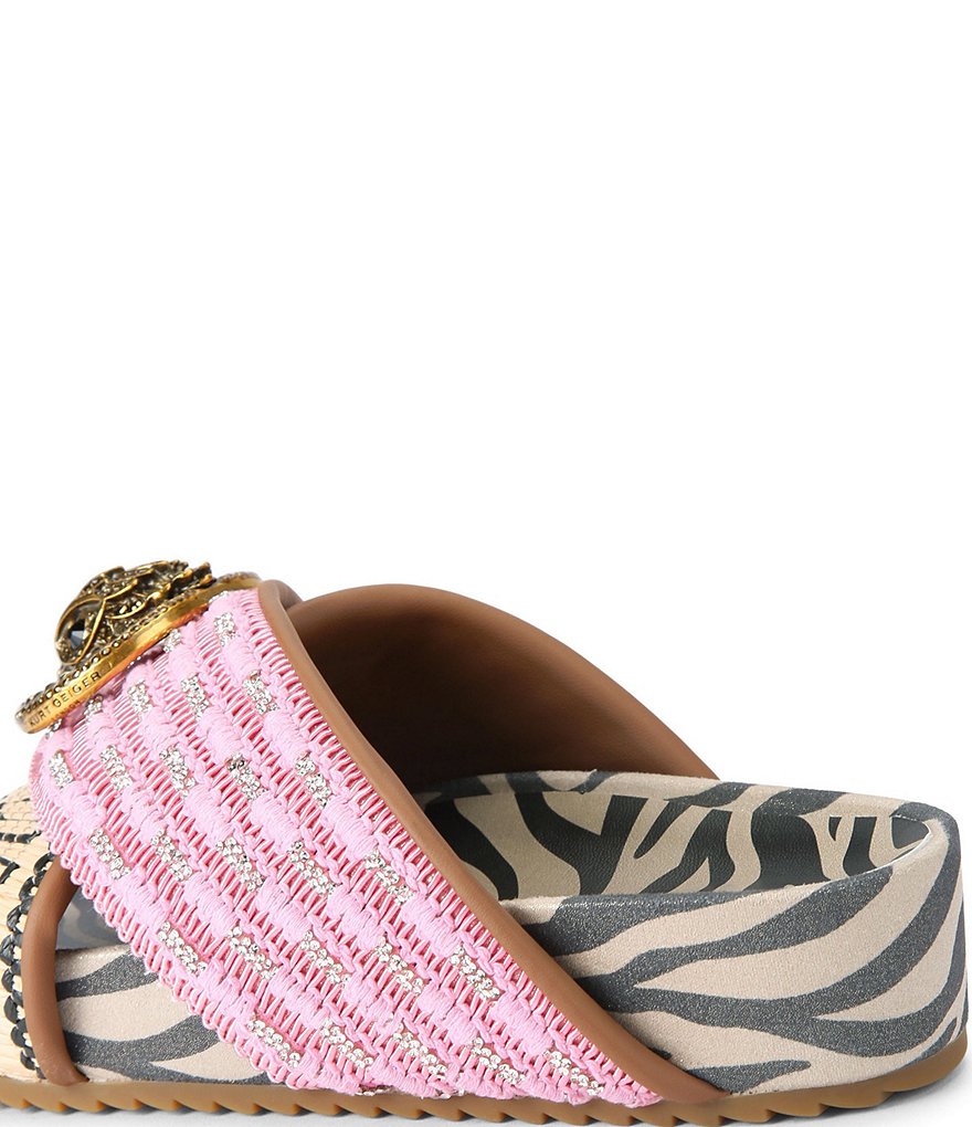 Kurt Geiger London Chelsea Mixed Media Cross Strap Platform Slide Sandals - Pink - view 4