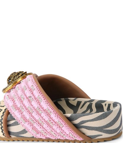 Kurt Geiger London Chelsea Mixed Media Cross Strap Platform Slide Sandals - Pink - view 4
