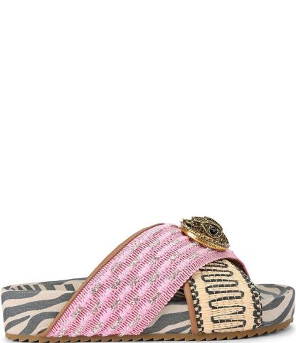 Kurt Geiger London Chelsea Mixed Media Cross Strap Platform Slide Sandals - Pink - view 1