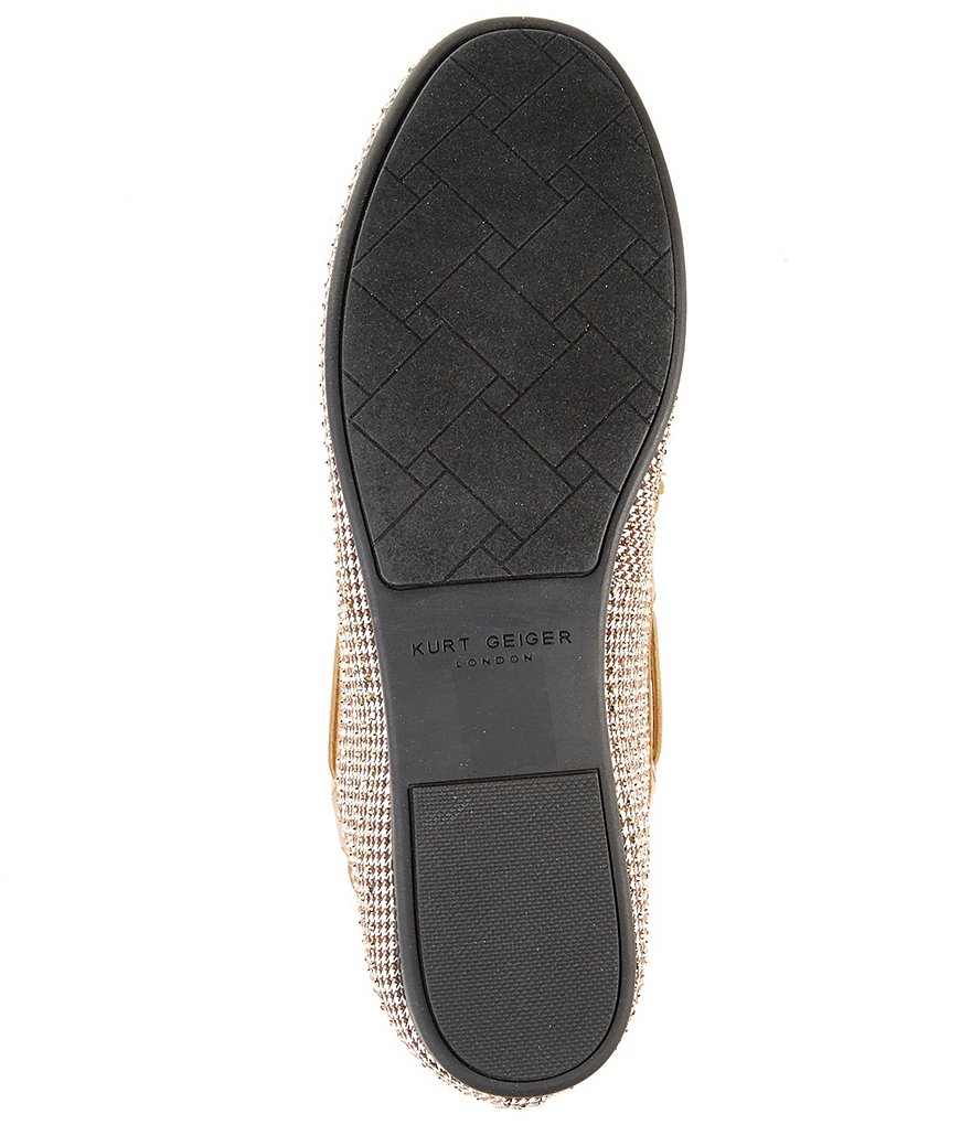 Kurt Geiger London Crystal Embellished Houndstooth Logo Ornament Bow Detail Moccasins - Beige - view 6