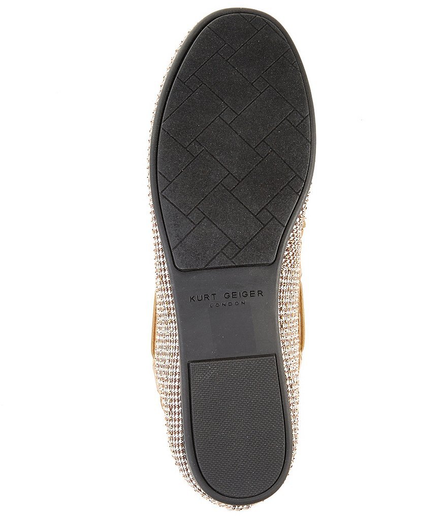 Kurt Geiger London Crystal Embellished Houndstooth Logo Ornament Bow Detail Moccasins - Beige - view 6