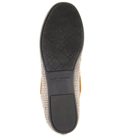 Kurt Geiger London Crystal Embellished Houndstooth Logo Ornament Bow Detail Moccasins - Beige - view 6