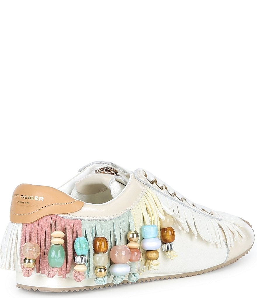 Kurt Geiger London Islington Suede Beaded Fringe Sneakers - Cream - view 2