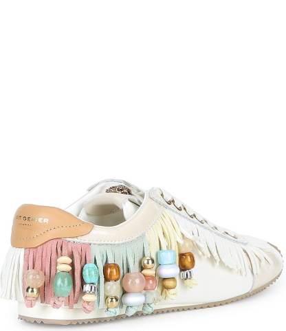 Kurt Geiger London Islington Suede Beaded Fringe Sneakers - Cream - view 2