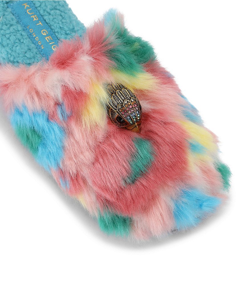 Kurt Geiger London Kensington Furry Logo Ornament Slippers - Blue - view 3