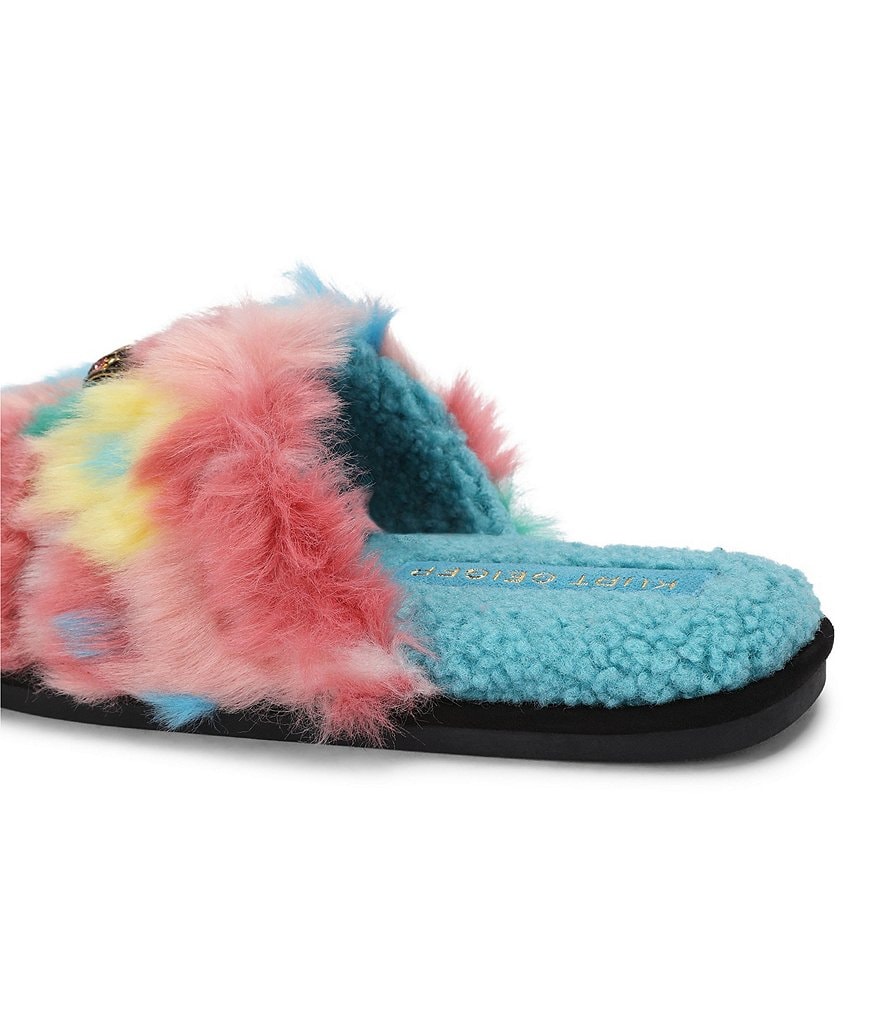 Kurt Geiger London Kensington Furry Logo Ornament Slippers - Blue - view 4