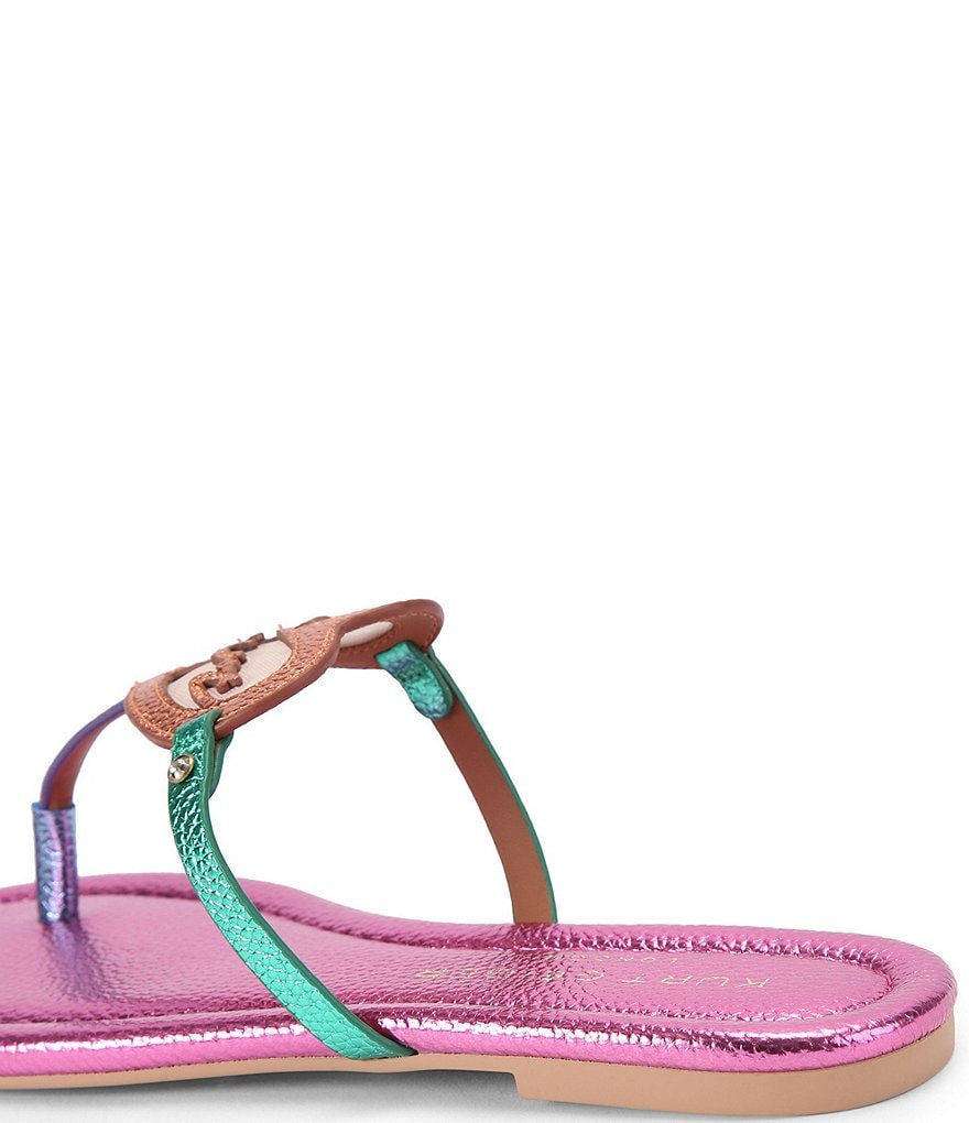 Kurt Geiger London Kurt Color Block Heart Embellished Metallic Logo T-Bar Sandals - Multi Color - view 4