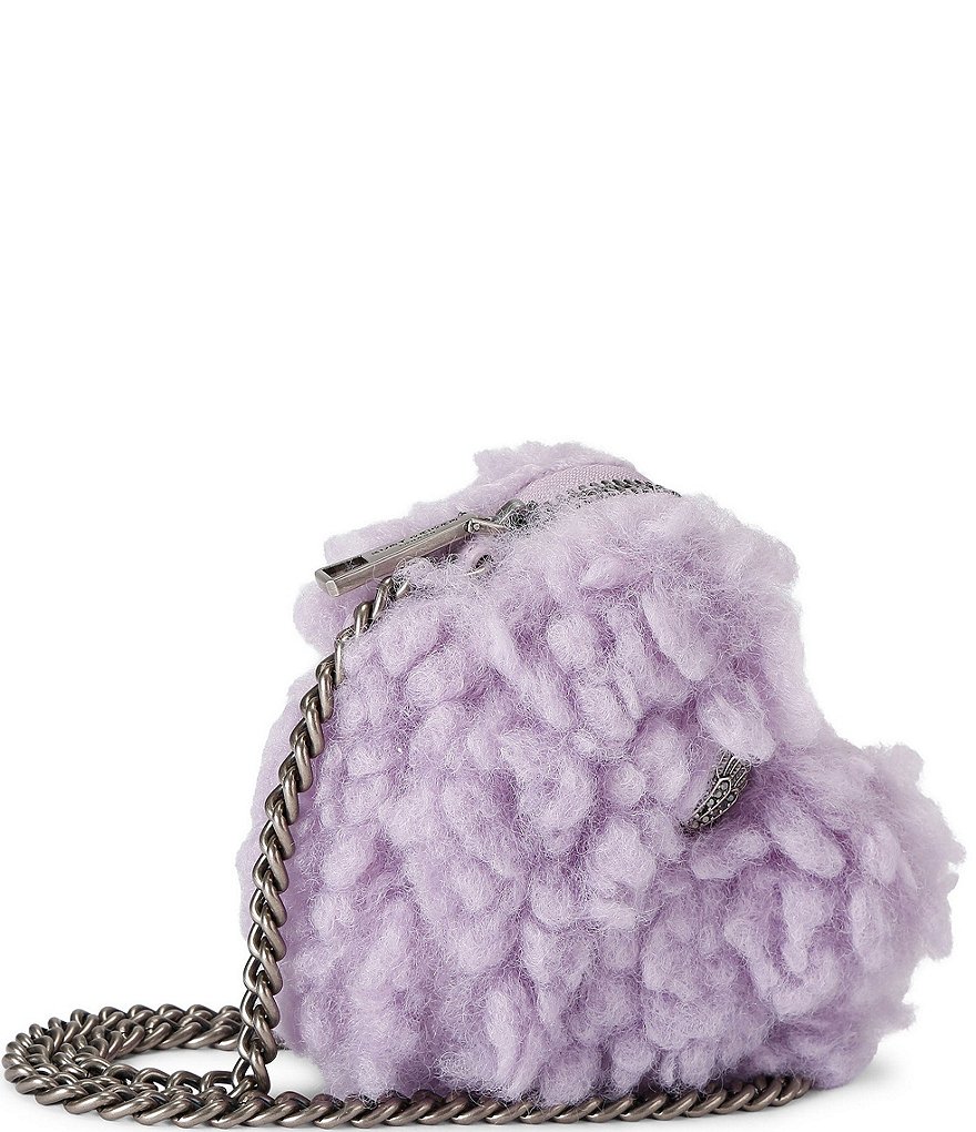 Kurt Geiger London Micro Heart Faux Fur Crossbody Bag - Lilac - view 6