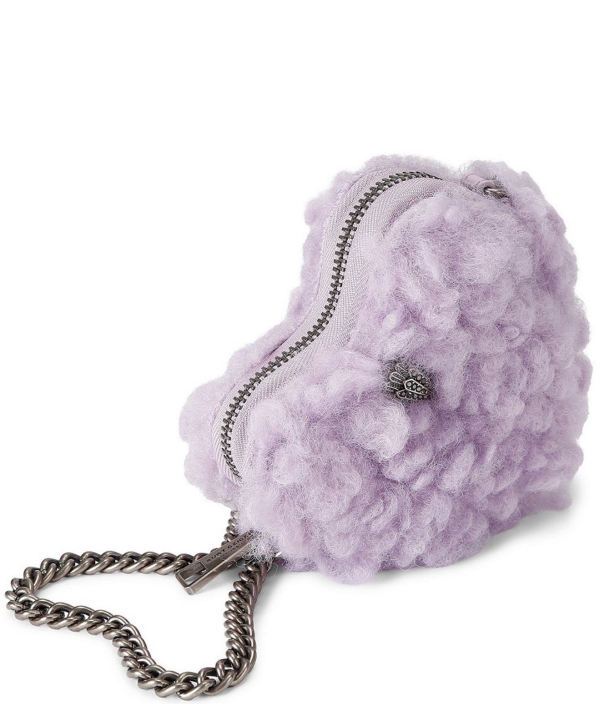 Kurt Geiger London Micro Heart Faux Fur Crossbody Bag - Lilac - view 7