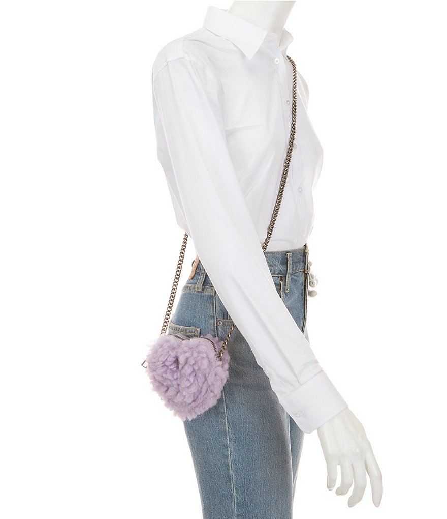 Kurt Geiger London Micro Heart Faux Fur Crossbody Bag - Lilac - view 9