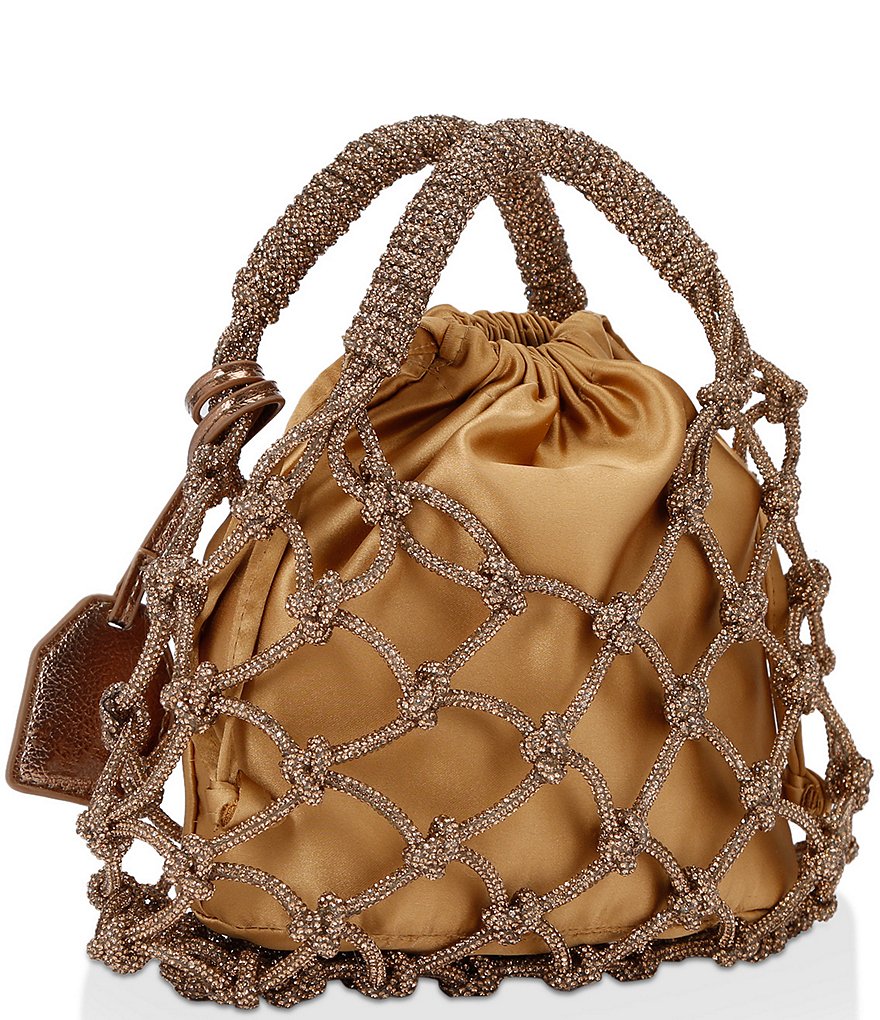 Kurt Geiger London Small Macrame Crystal Handle Bucket Bag - Bronze - view 2