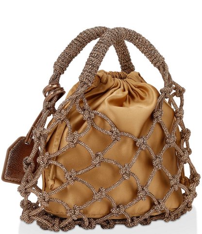 Kurt Geiger London Small Macrame Crystal Handle Bucket Bag - Bronze - view 2