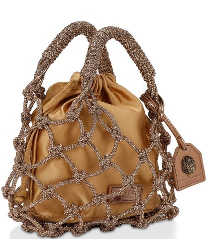 Kurt Geiger London Small Macrame Crystal Handle Bucket Bag - Bronze - view 3