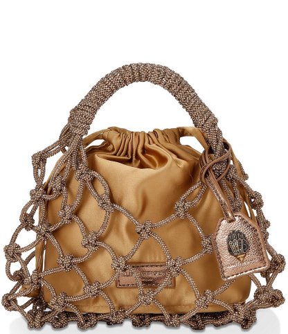 Kurt Geiger London Small Macrame Crystal Handle Bucket Bag - Bronze - view 1