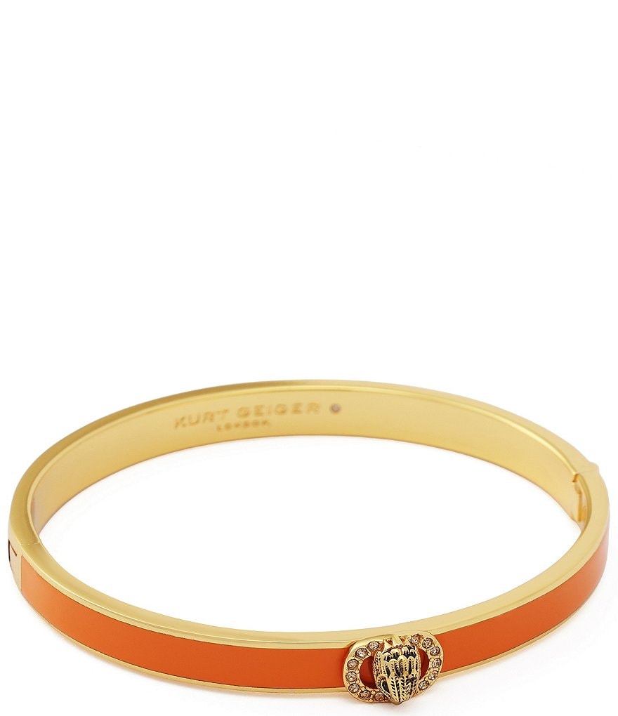 Kurt Geiger London Signature Chelsea Eagle Enamel Bangle Bracelet - Orange - view 2