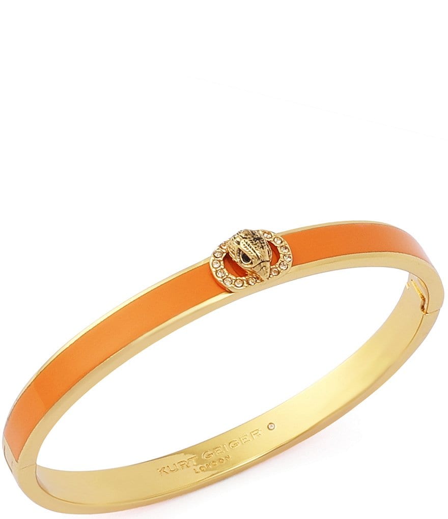 Kurt Geiger London Signature Chelsea Eagle Enamel Bangle Bracelet - Orange - view 1