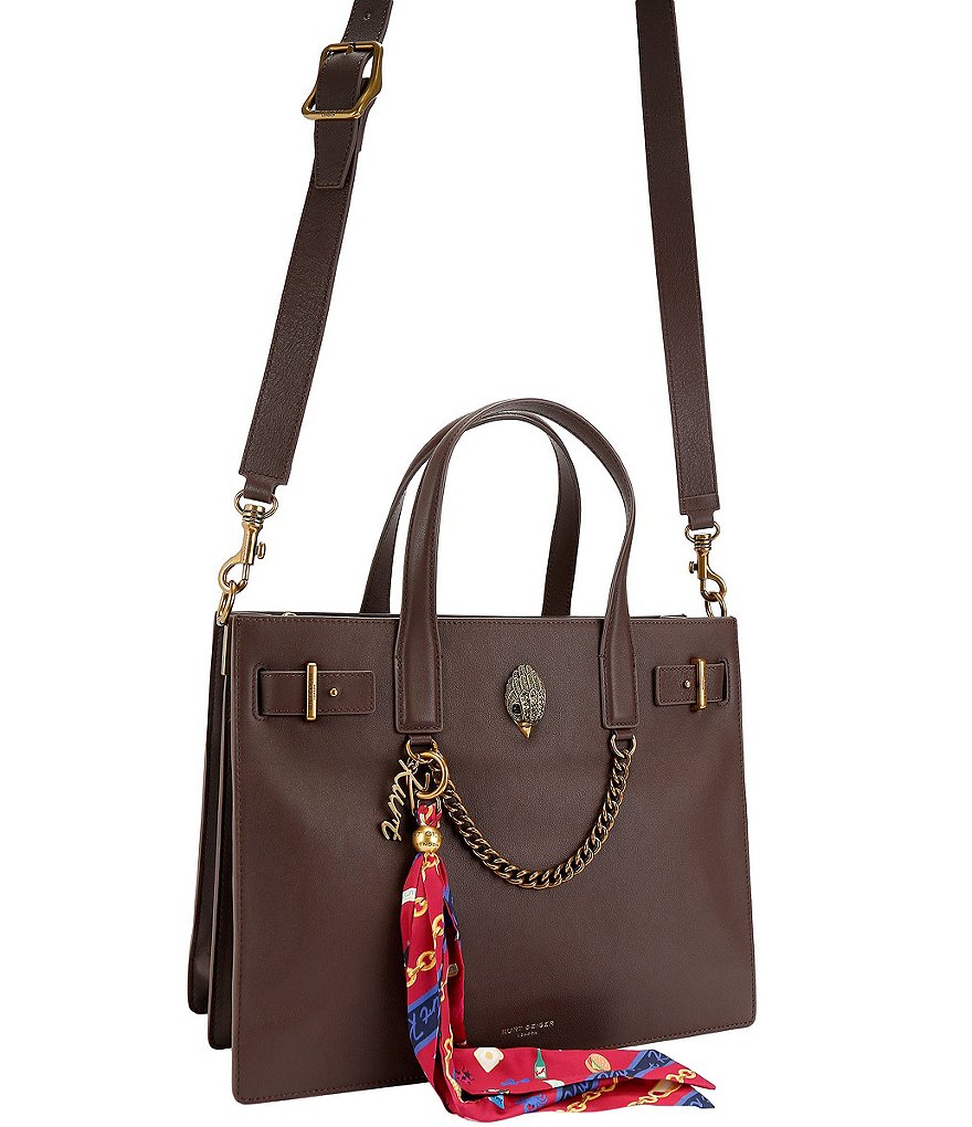 Kurt Geiger London Sloane Scarf Key Chain Tote Shoulder Bag - Brown - view 8