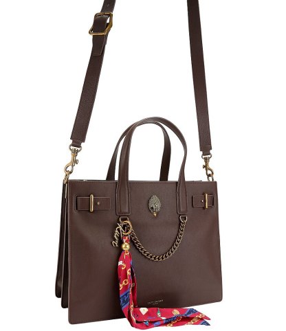 Kurt Geiger London Sloane Scarf Key Chain Tote Shoulder Bag - Brown - view 8