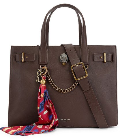 Kurt Geiger London Sloane Scarf Key Chain Tote Shoulder Bag - Brown - view 6