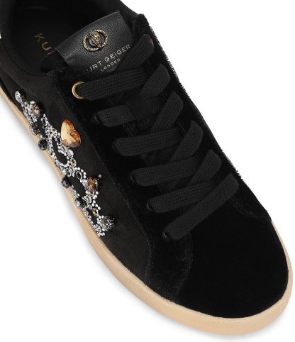 Kurt Geiger London Britton Suede Embellished Crown Ornament Lace Up Sneakers - Black - view 3