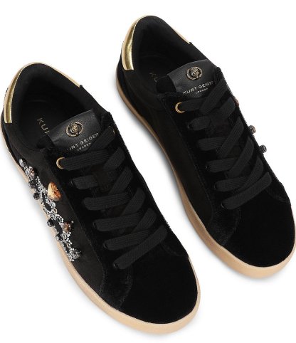 Kurt Geiger London Britton Suede Embellished Crown Ornament Lace Up Sneakers - Black - view 4