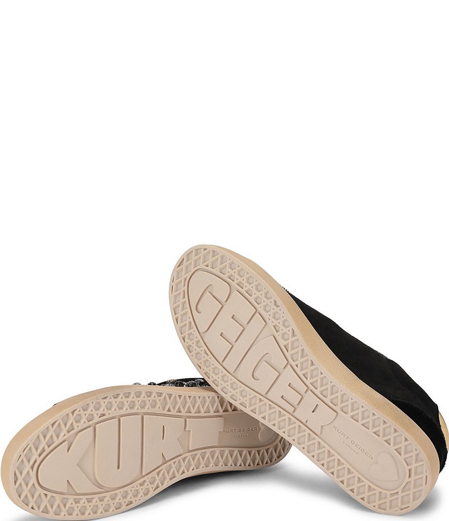 Kurt Geiger London Britton Suede Embellished Crown Ornament Lace Up Sneakers - Black - view 5