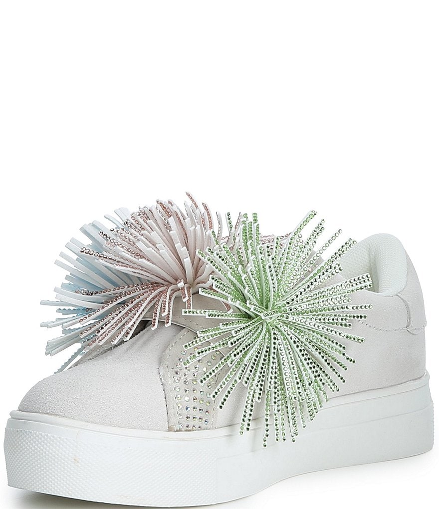 Kurt Geiger London Girls' Laney Fringe Embellished Strap Sneakers (Youth) - White - view 12