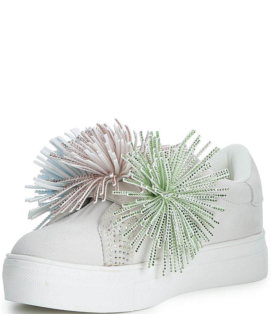 Kurt Geiger London Girls' Laney Fringe Embellished Strap Sneakers (Youth) - White - view 12