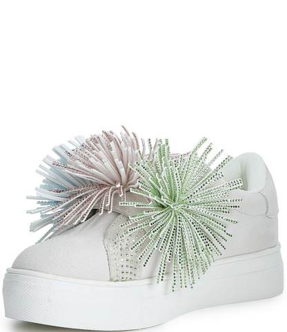 Kurt Geiger London Girls' Laney Fringe Embellished Strap Sneakers (Youth) - White - view 12