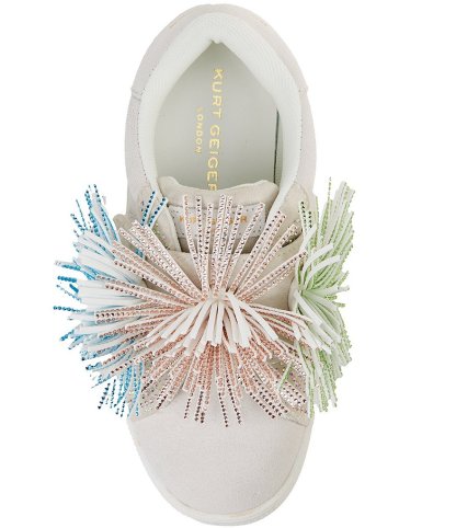 Kurt Geiger London Girls' Laney Fringe Embellished Strap Sneakers (Youth) - White - view 13