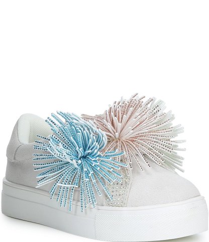 Kurt Geiger London Girls' Laney Fringe Embellished Strap Sneakers (Youth) - White - view 9