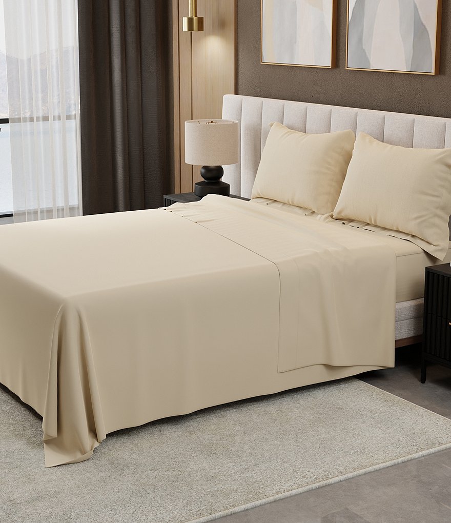Noble Excellence 500 Thread-Count Egyptian Extra Deep Pocket Fitted Cotton Sheet Set - Sand - view 9