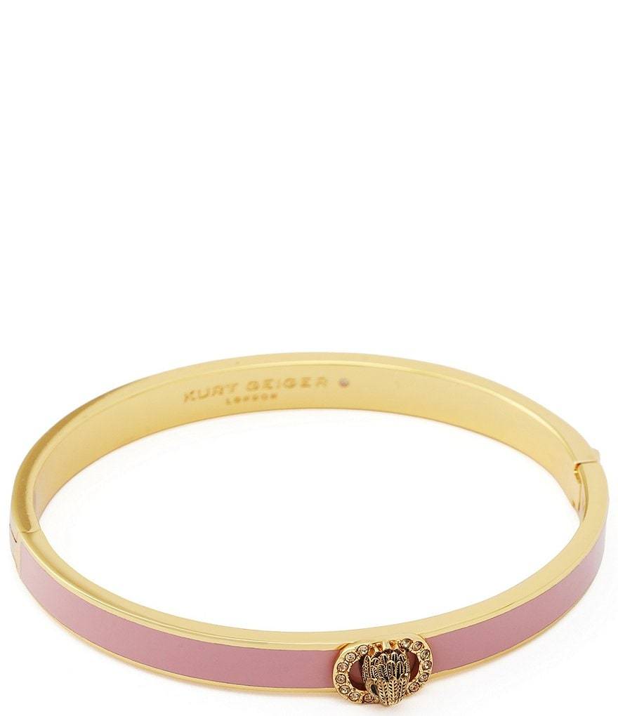 Kurt Geiger London Signature Chelsea Eagle Enamel Bangle Bracelet - Light Pink - view 6