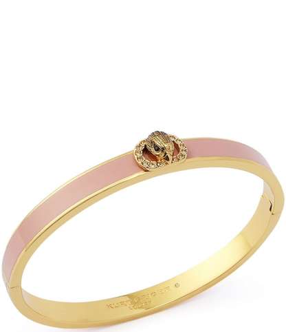 Kurt Geiger London Signature Chelsea Eagle Enamel Bangle Bracelet - Light Pink - view 5