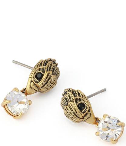 Kurt Geiger London Signature Eagle Stone Drop Earrings - Crystal/Gold - view 2