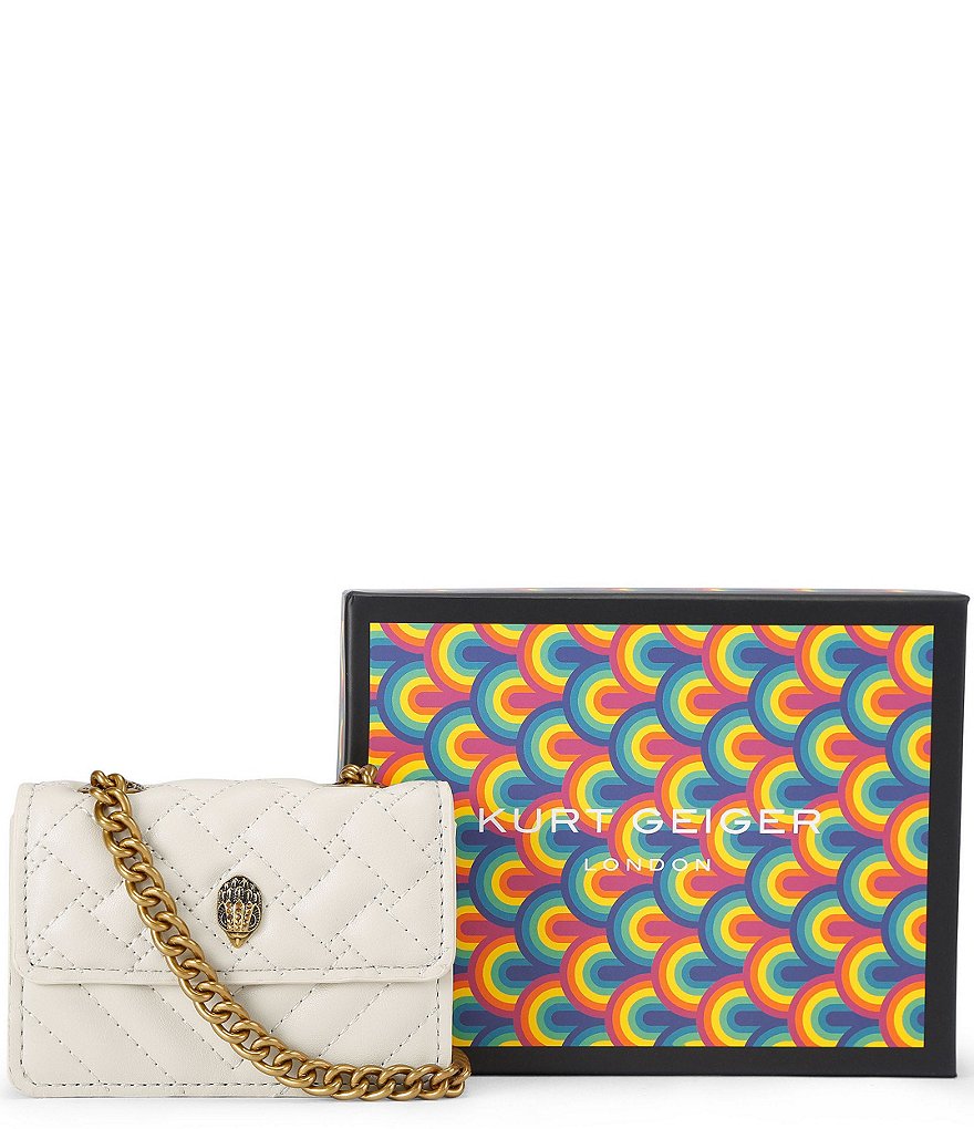 Kurt Geiger London Micro Kensington Quilted Chain Crossbody Bag - Bone - view 5