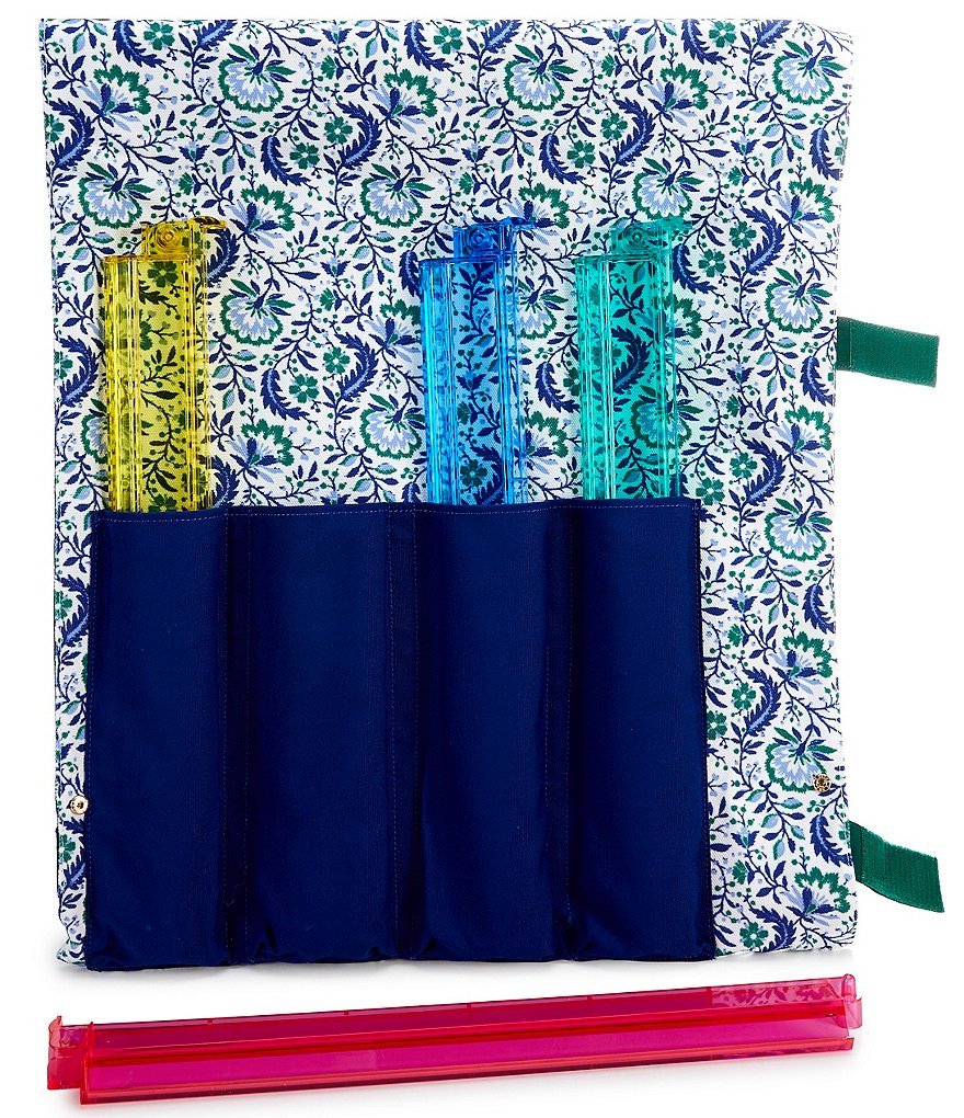 Southern Living Mahjong Velcro Floral & Leaf Rack Roll Bag - Blue - view 2