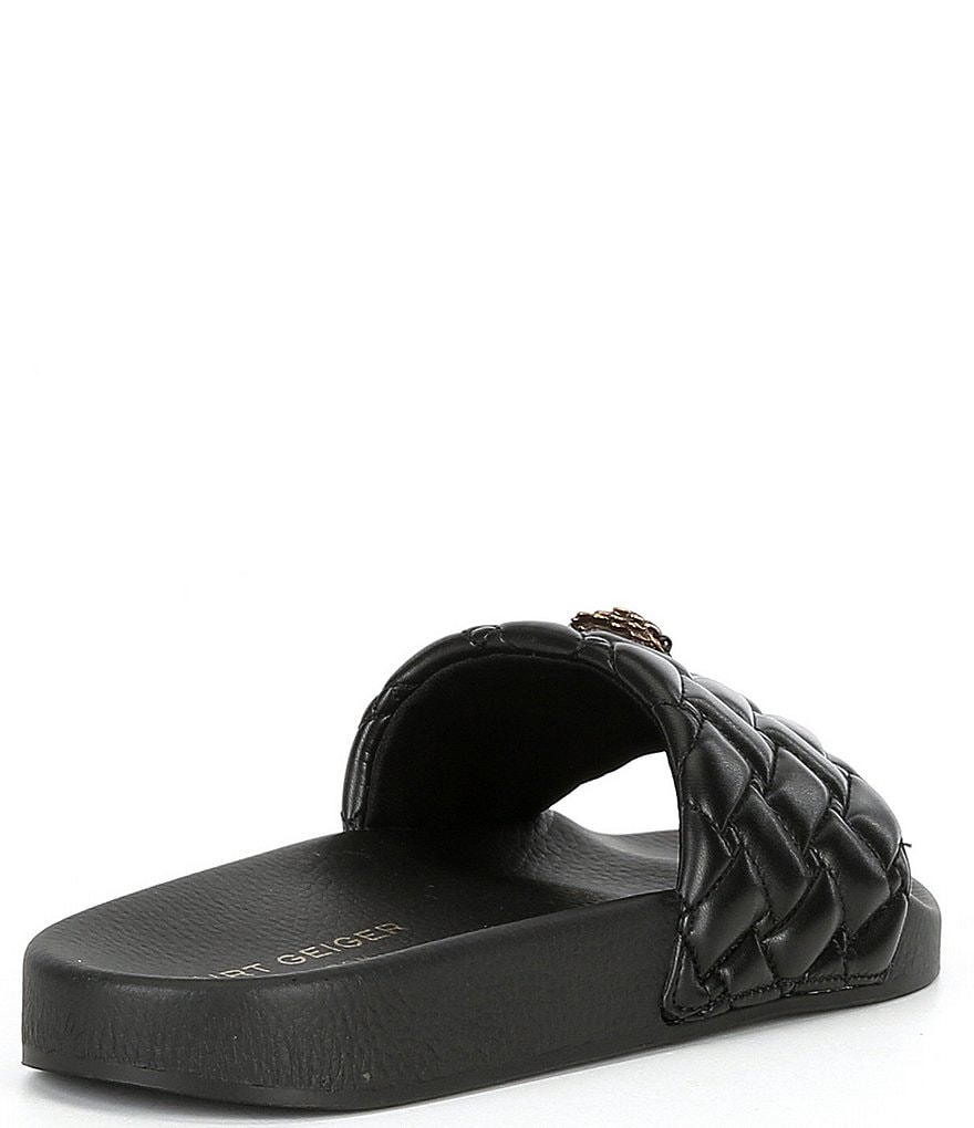 Kurt Geiger London Women's Meena Quilted Logo Ornament Pool Slide Sandals - Black - view 2