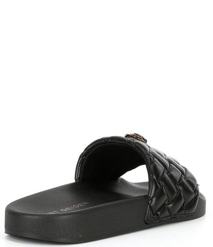 Kurt Geiger London Women's Meena Quilted Logo Ornament Pool Slide Sandals - Black - view 2
