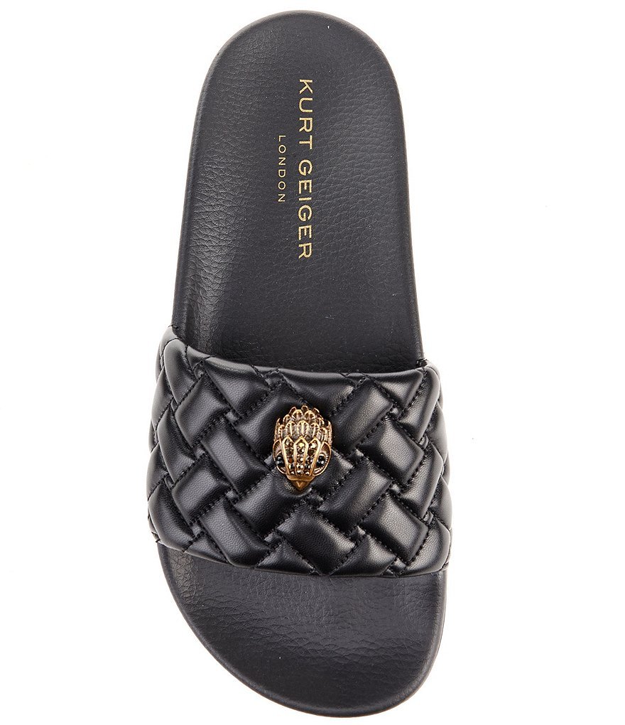 Kurt Geiger London Women's Meena Quilted Logo Ornament Pool Slide Sandals - Black - view 5