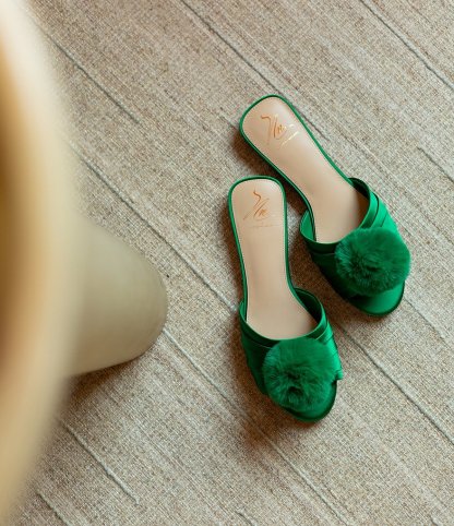 Antonio Melani x The Nat Note Olga Satin Pom Detail Slide Sandals - Amazon - view 7