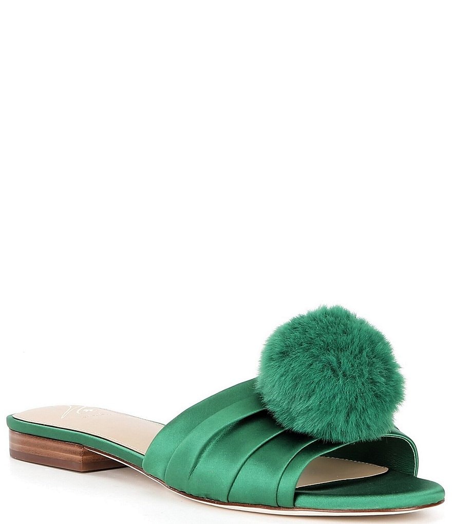 Antonio Melani x The Nat Note Olga Satin Pom Detail Slide Sandals - Amazon - view 1