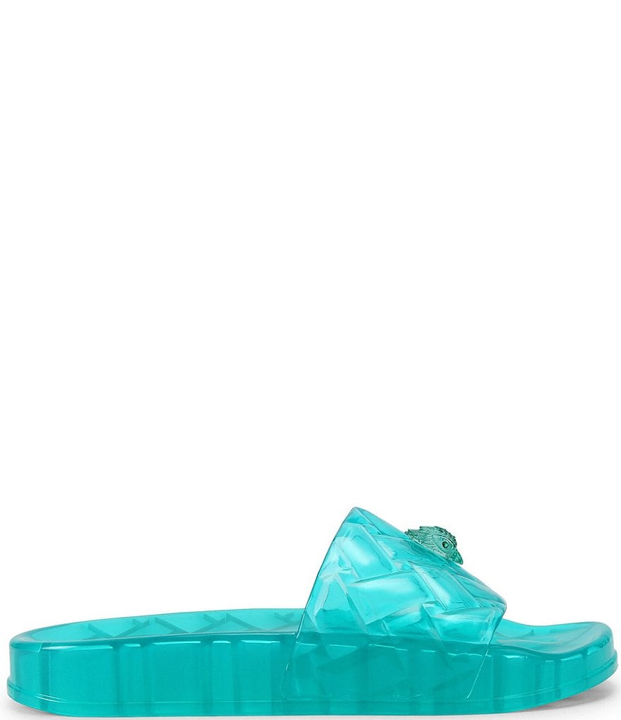 Kurt Geiger London Meena Jelly Logo Ornament Eagle Pool Slide Sandals - Green - view 14