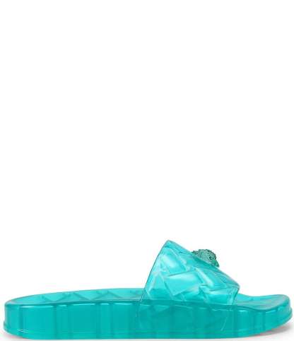 Kurt Geiger London Meena Jelly Logo Ornament Eagle Pool Slide Sandals - Green - view 14
