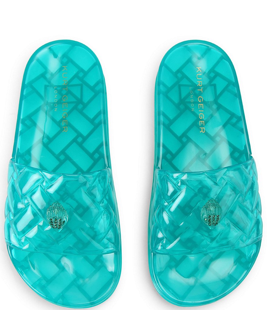 Kurt Geiger London Meena Jelly Logo Ornament Eagle Pool Slide Sandals - Green - view 13