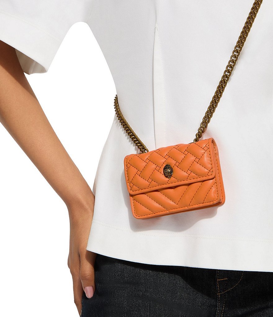 Kurt Geiger London Micro Kensington Quilted Crossbody Bag - Orange - view 20